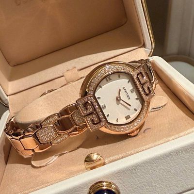 Cartier Tortue C1Ct163 Movement Diamond Bezel White Face 33mm Lady Watch